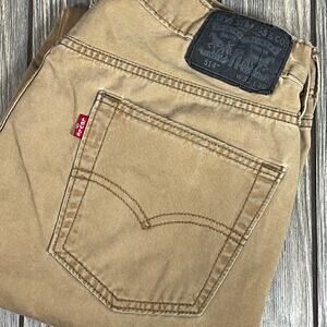 Levis 514 Men Khaki Denim Jeans Slim Straight Red Tab Sz 32x30 Classic Americana